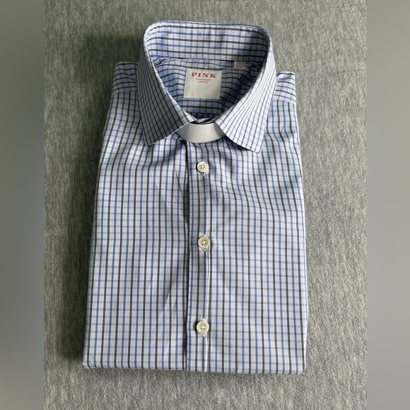 Thomas Pink men’s Blue Dress Shirt Classic Gingham size 15,5 # 120 - Picture 1 of 7